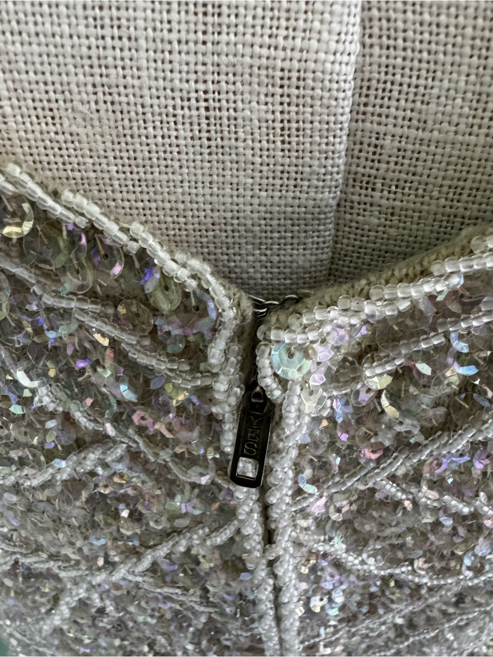 Vintage Sleeveless Sequin Scallop Top - Light Seafoam Green - Picture 11 of 13